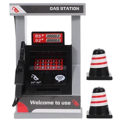 Play House Simulation Gas Station Plus 2 Roadblocks Children's Toys Boy Model DIY Mini Air Pump Kit Miniature