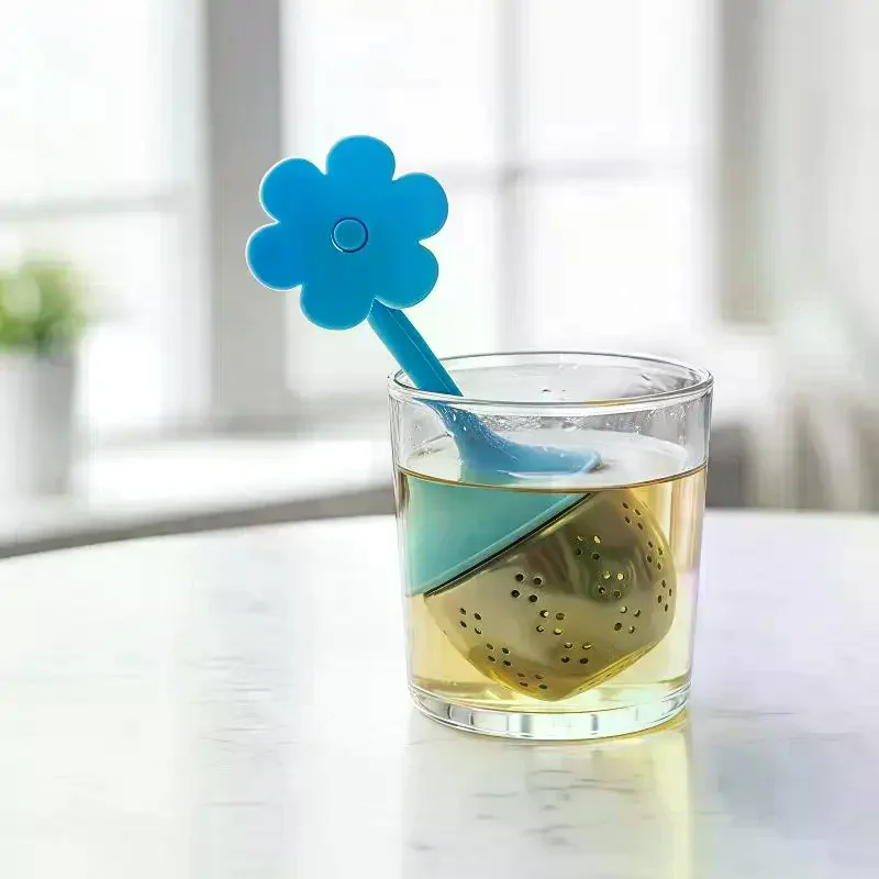 Silicone Loose Leaf Tea Infuser: Food Safe Handle Stainless Steel Filter Home Office Travel