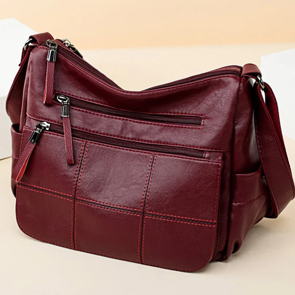 2 Layers Leather Shoulder Messenger Luxury Handbags Women Bags Designer High Quality Crossbody Bags for Women Sac