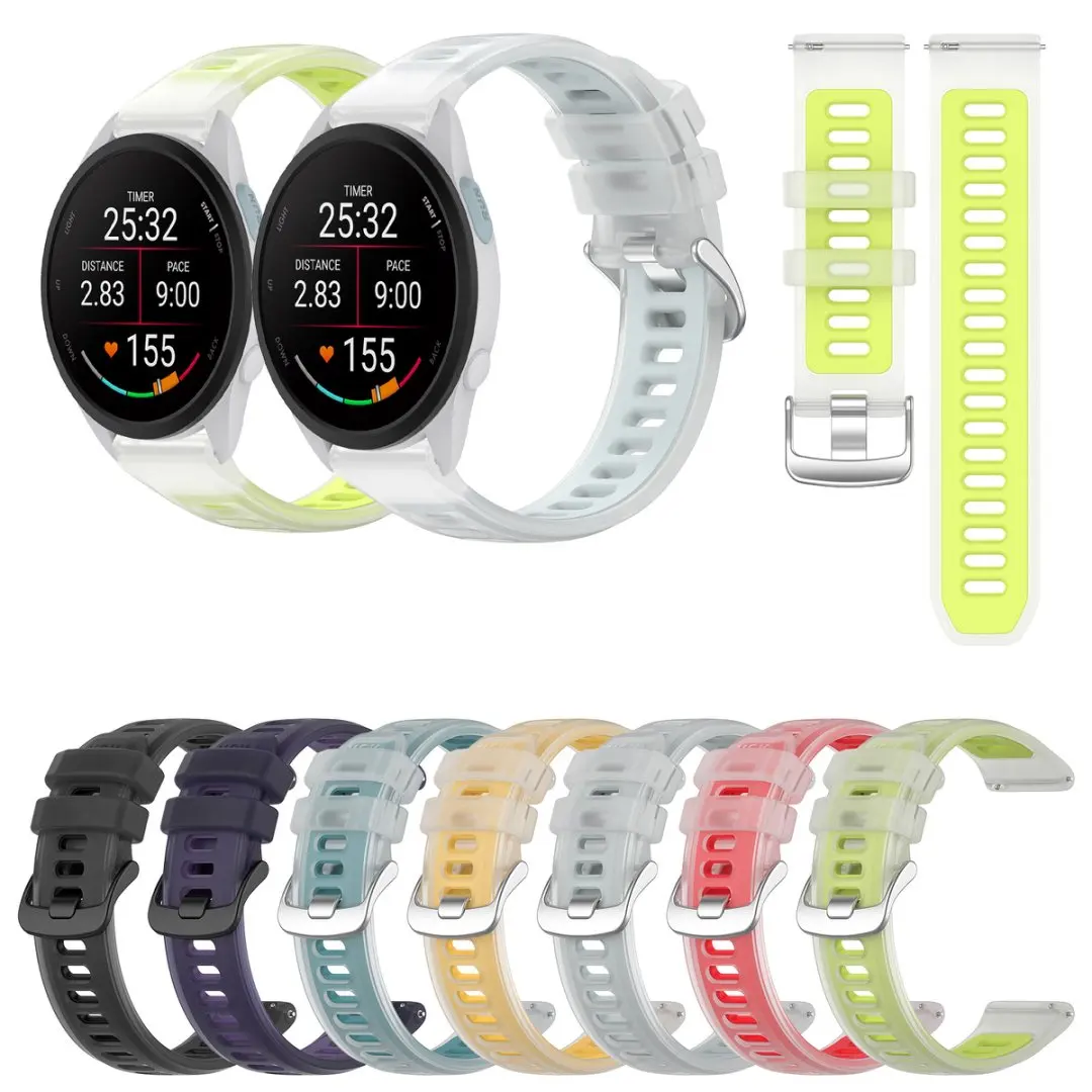 20 22 мм желейный цветной силиконовый сменный браслет для Garmin Forerunner 570 42 мм 47 мм 55 158 245 645 165 255 265 music 970