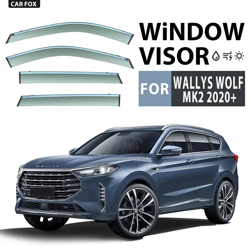 Fit for  2020 2021 Wallys Wolf Window visor Car Sun Rain Guard Vent Shade Deflector Wind Weathershield Moulding Trim