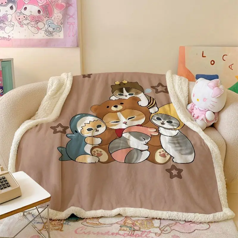 Mofusand Thick Warm Nap Throw Blanket Soft Portable Lightweight Cover Blanket for Office Rest Outdoor Travel and Daily Use view 6