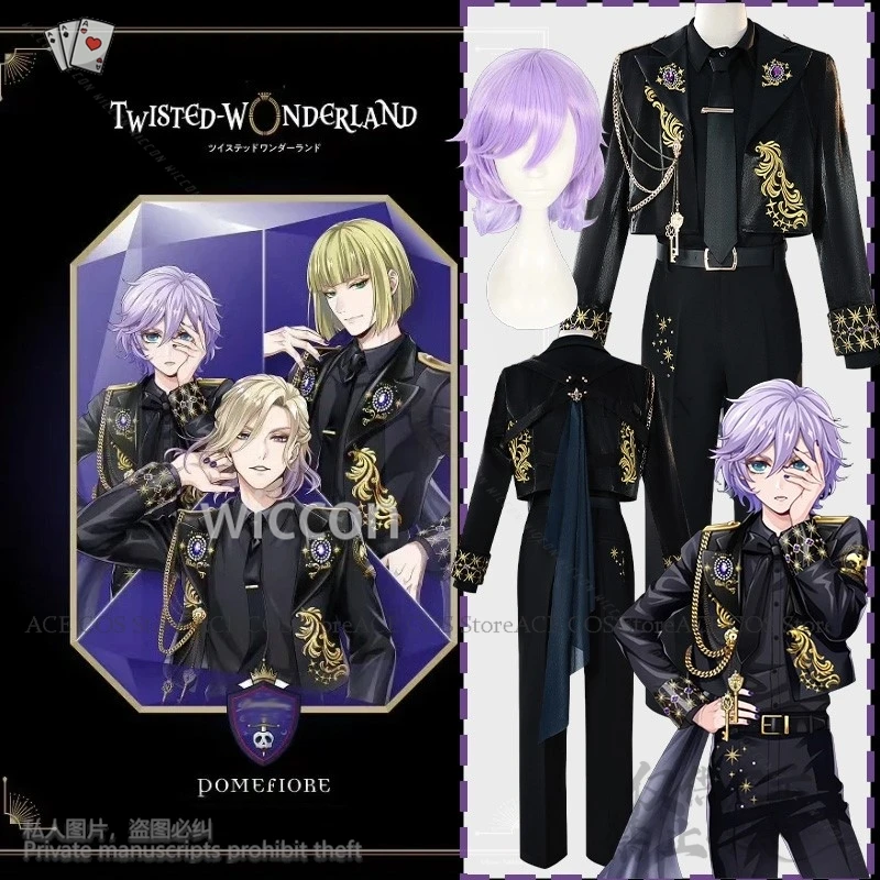 

Anime Game TwistedWonderland Cosplay Pomefiore La volonté Costume Black Coat Pants Gothic Uniform Jirai Kei Ha