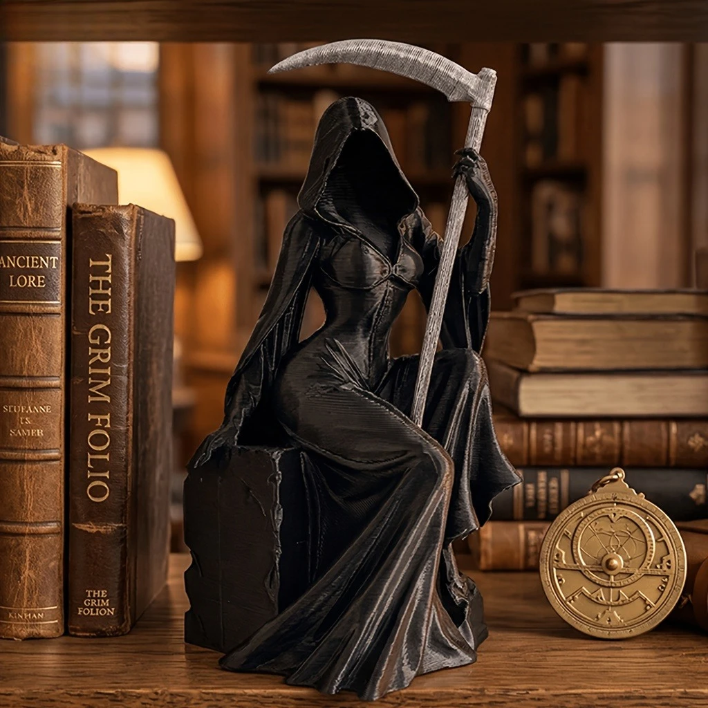 Grim Reaper Figurine Dark Gothic Statue Thames Riverside Sculpture Home Desk Shelf Decor Collectible Ornament Festival Gift