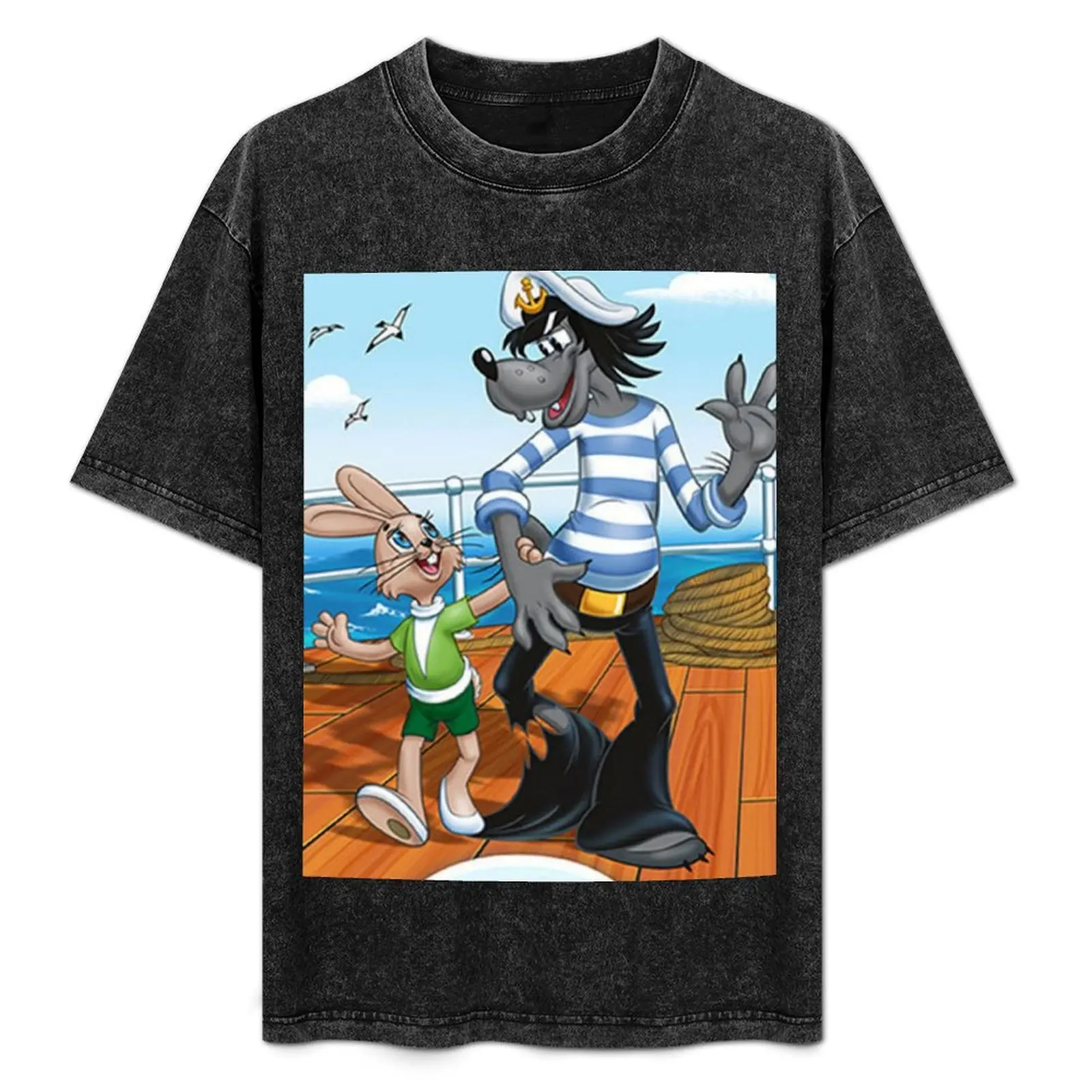 Cartoon wolf and hare T-Shirt Water Resistant Casual T-Shirt