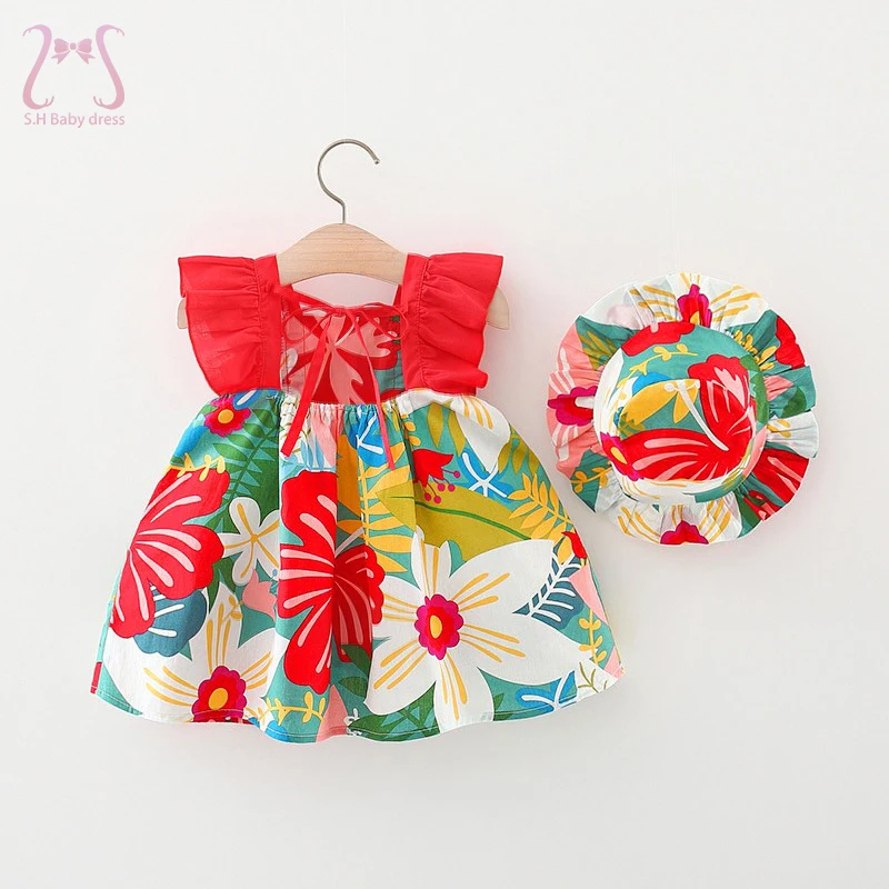 

2Pcs/Set Flower Baby Girl Dress Sweet Sleeveless Cotton Children Clothes Suit Summer Cool Toddler Kids Costume 0 to 3 Y Infant