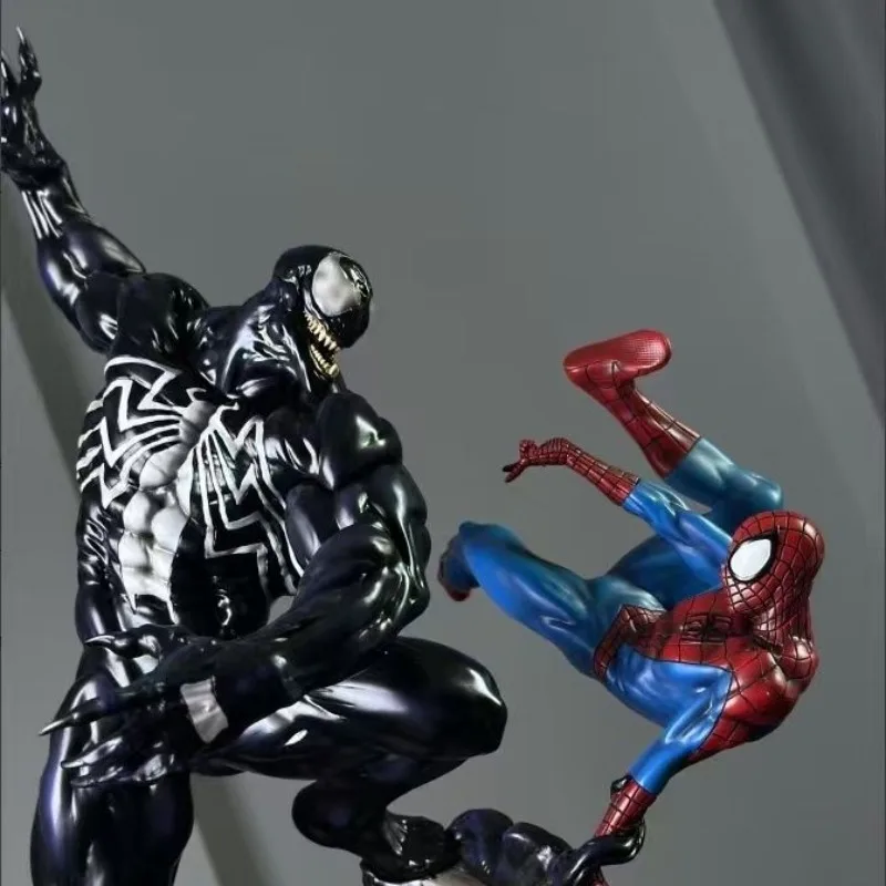 Figurka Avengers Spider-Man Venom 58 cm, scena pojedynku, kolekcja anime, model żywiczny, ozdoby na biurko, zabawki dla dzieci, prezenty