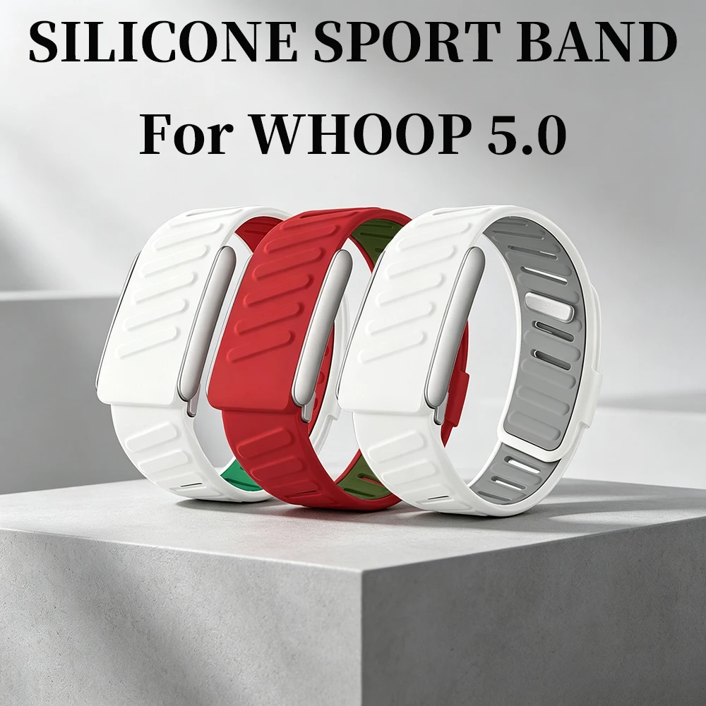 Lightweight Dual‑Color Silicone Strap For Whoop 5.0 Fitness Tracker,Sweat‑Resistant Sport Replacement Wrist Bracelet For Workout