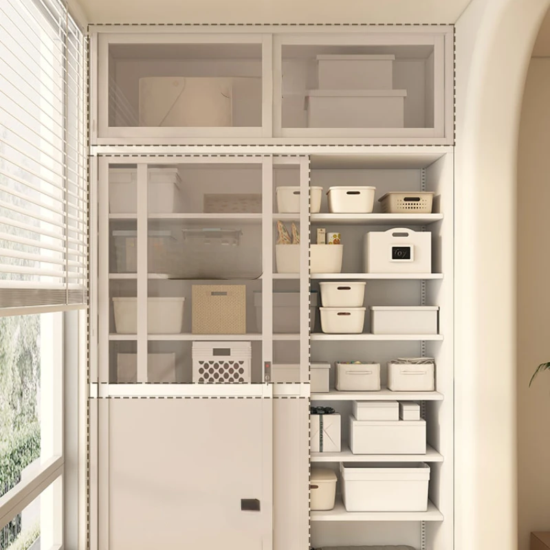 

waterproof storage against the wall, large-capacity glove cabinet, steel sliding door storage cabinet