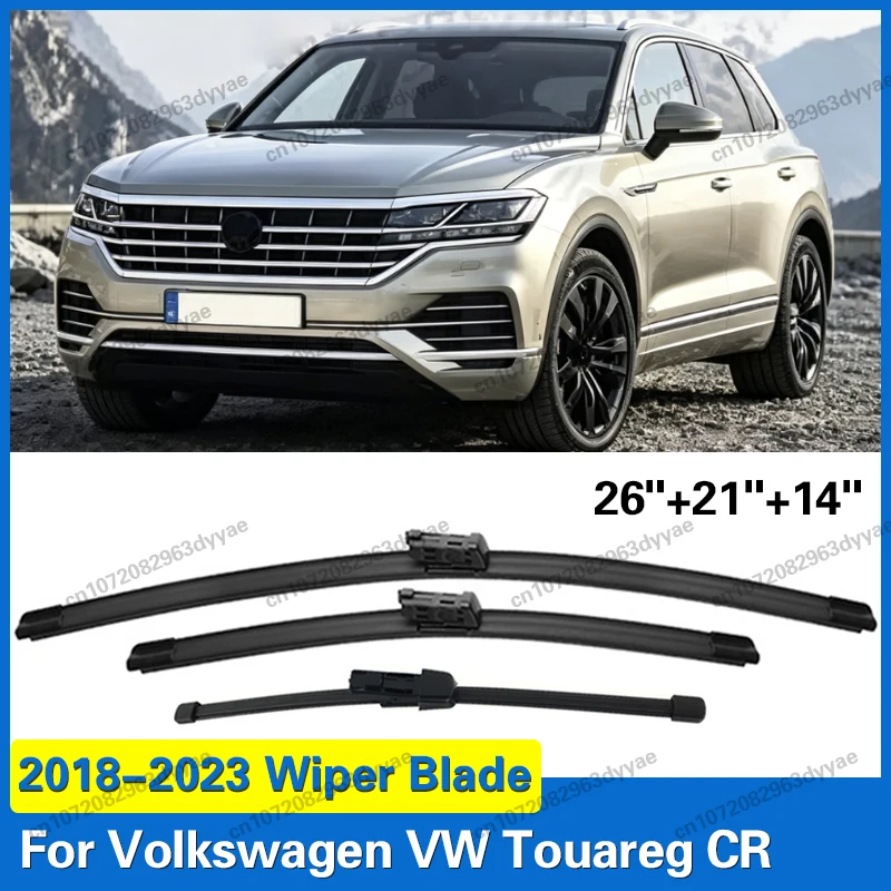 3pcs For Volkswagen VW Touareg CR 2018 - 2023 Front Rear Windshield Wiper Blades 26"+21"+14" Windscreen Window Accessories