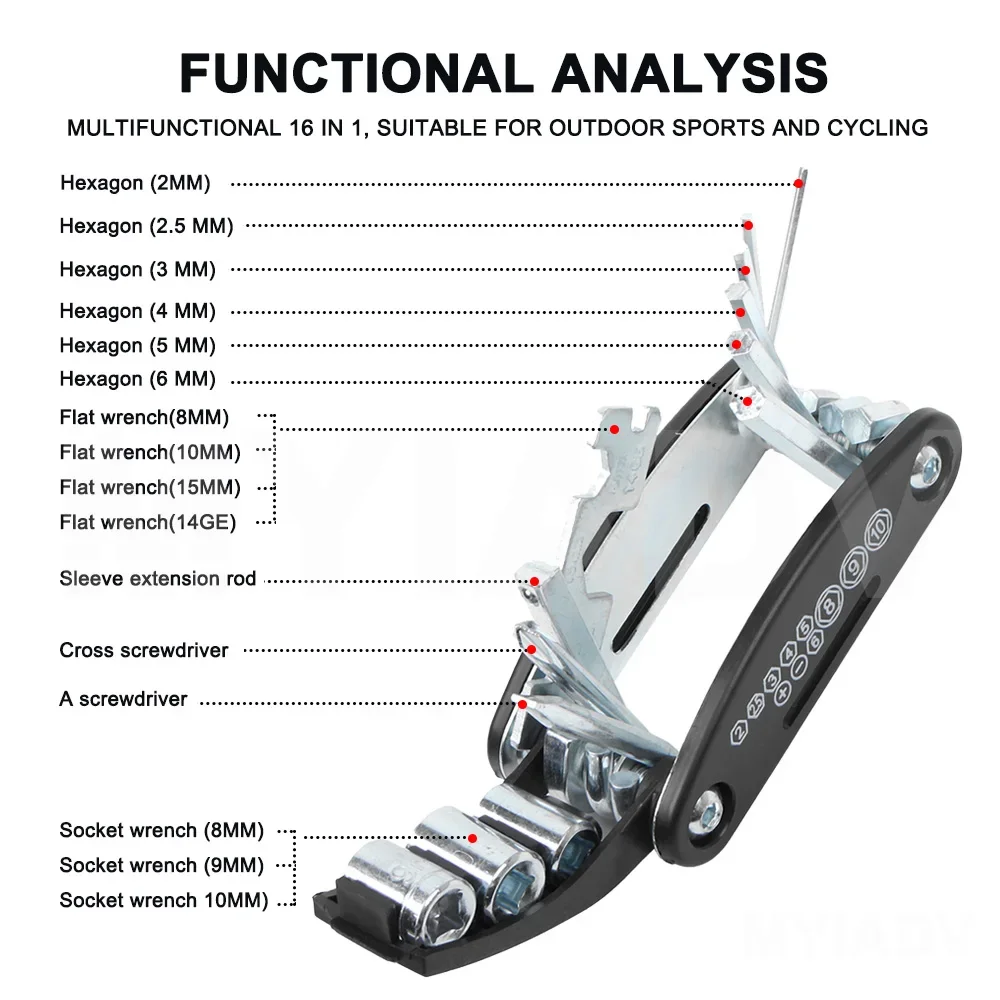 16 في 1 المحمولة المقبس متعددة الأغراض وجع دراجة متعددة أدوات إصلاح أطقم دراجة نارية دراجة طقم أدوات إصلاح لهوندا XADV 750