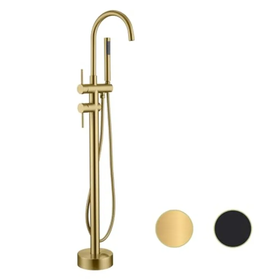 

Напольный смеситель для ванны, отдельностоящий, с двумя ручками, матовое золото