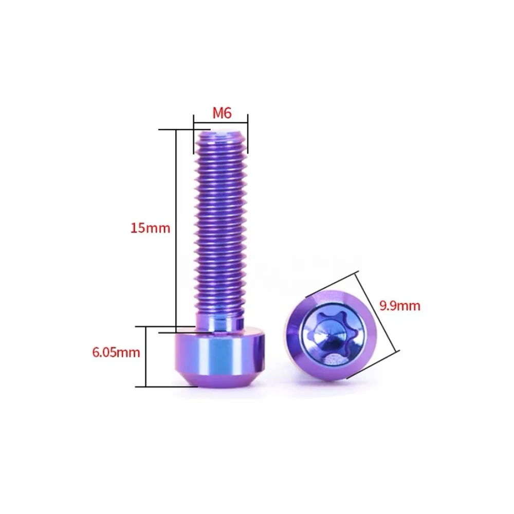 Durable M6 Titanium Screw Torx Drive Six-Lobe Head Cap Screw Titanium Torx Bolt Motorcycle Upgrade