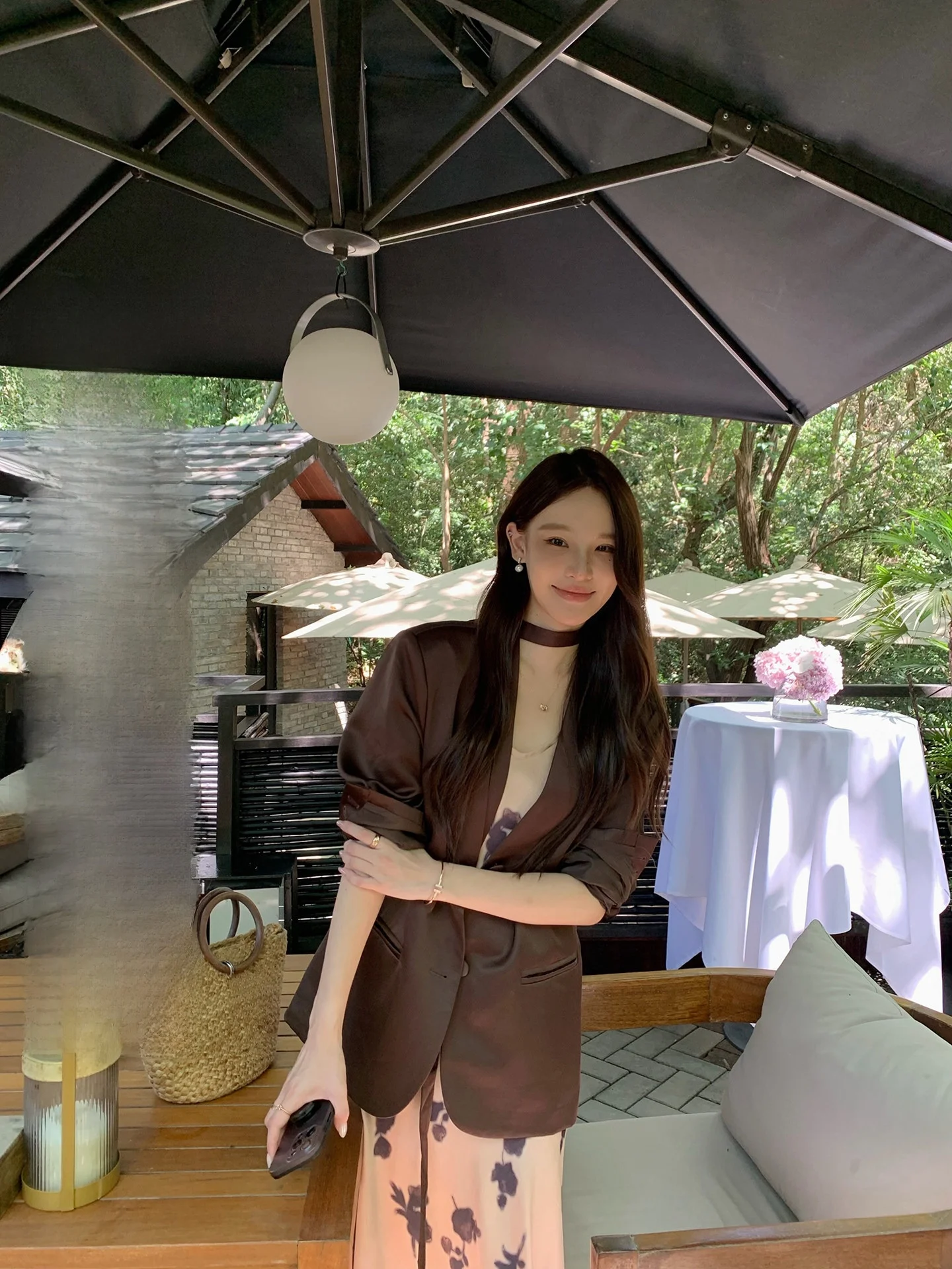 

Nora Studio Satin Sa Suit Jaet Women's Autumn Top Commute Sle Loose Fit Long Sve V-Ne Anti-Wrinkle Daily Wear