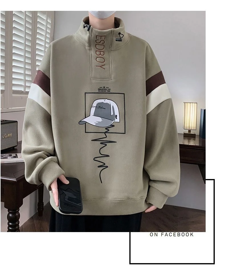

Mens No Hat Hoodies For Couple Layer Protection Hiking Mature Style Youth Front Multifunctional Comfortable Regular Winter Woole