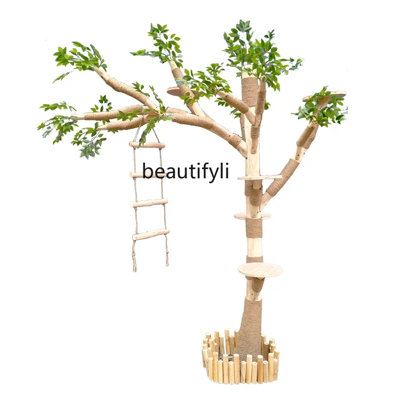 Cat climbing frame wear-resistant non-stick hair real tree trunk large cat climbing tree pet jumping platform integrated