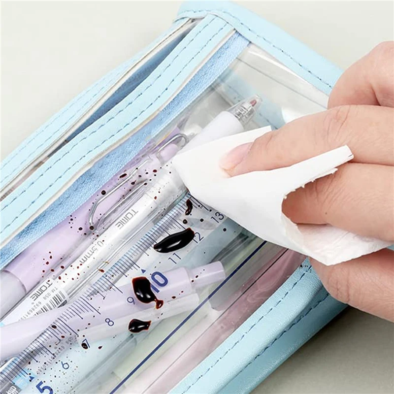 Transparent Pencil Case Prisms Large Capacity Simple Pen Bag Kawaii Cosmetic Bag Simple School Study Stationery Office Supplies