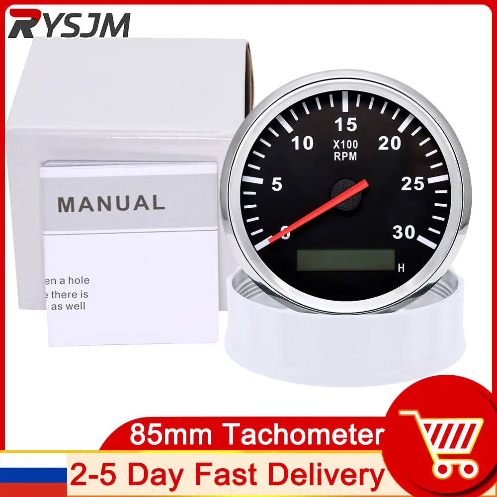 

Tachometer 3000RPM Tacho Gauge 85MM Tacho With LCD Hourmeter For Marine Boat Motor Gasoline Diesel Engine