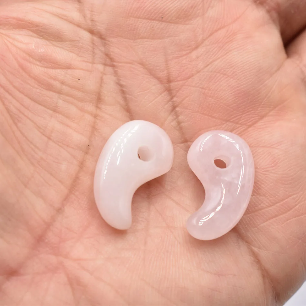 Großhandel 12 Stück/Set modische natürliche Tigerauge-Stein-Rosenquarz-Magatama-Anhänger für Schmuckherstellung, kostenloser Versand – Detail 4