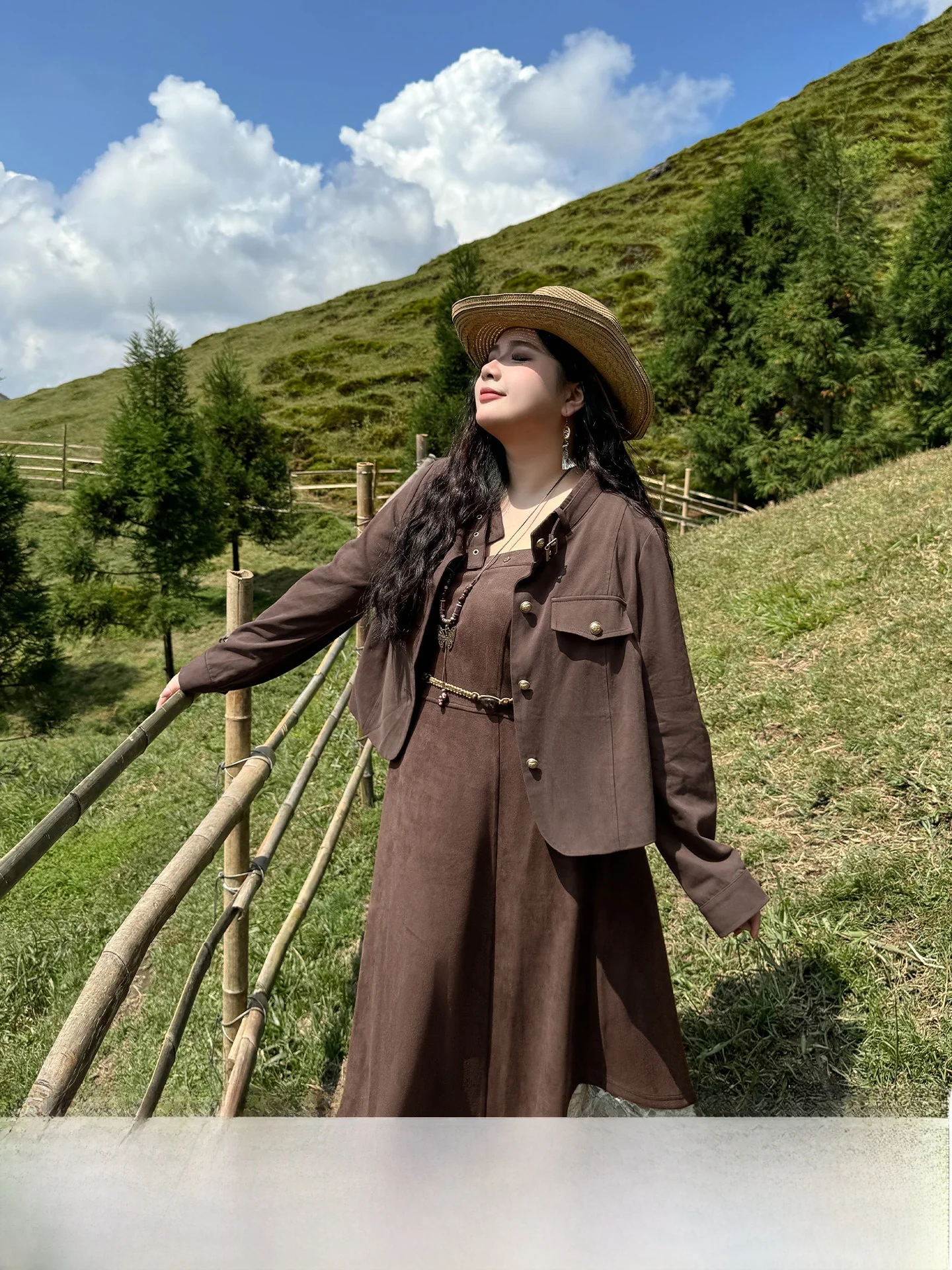 

Женский комплект с юбкой в стиле ретро для путешествий в этническом стиле больших размеров, комплект трапециевидной формы с высокой талией Wasteland Faion Long Sve