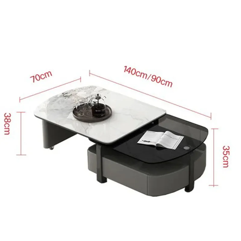 Table Basse Nordique de Luxe pour Salon, Meuble Minimaliste, Rangement