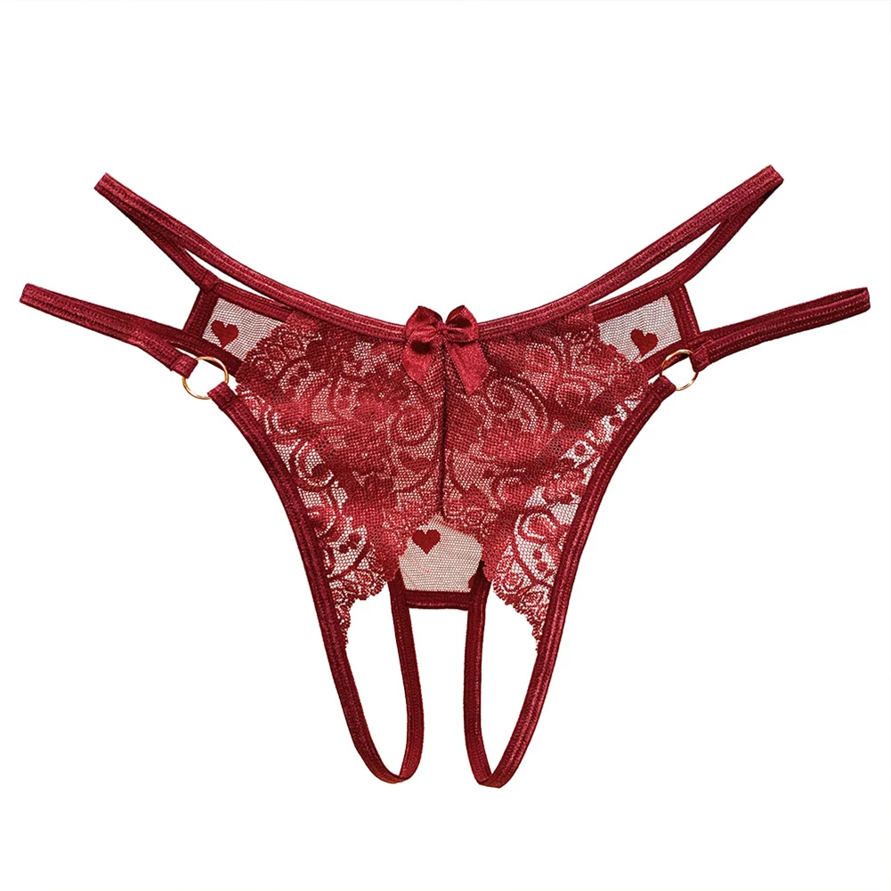 Mutandine ultrasottili da donna slip Sexy in pizzo a vita bassa con apertura sul cavallo perizoma perizoma T indietro intimo elasticità slip