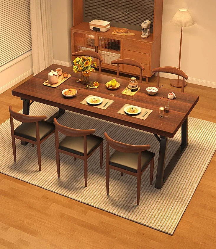 

Dining table, small unit,modern and minimalist solid wood color rental house,catering commercial dining table chair combination