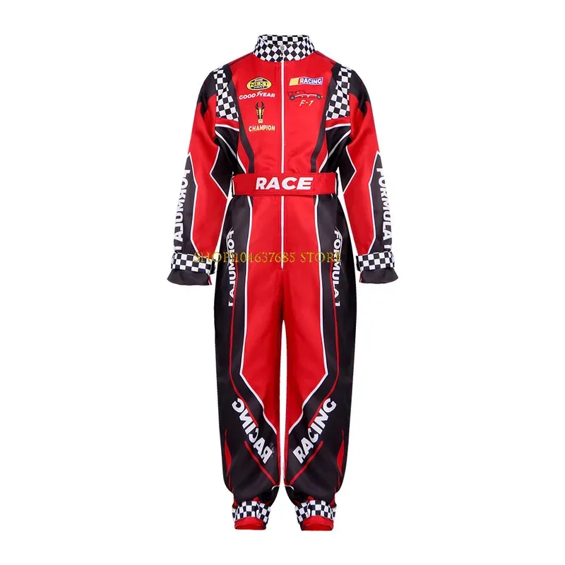 

Adult Kids Racer Cosplay Costume Red Classic One-Piece Training Racing Uniform Suit Children Men Karting Jersey Clothing