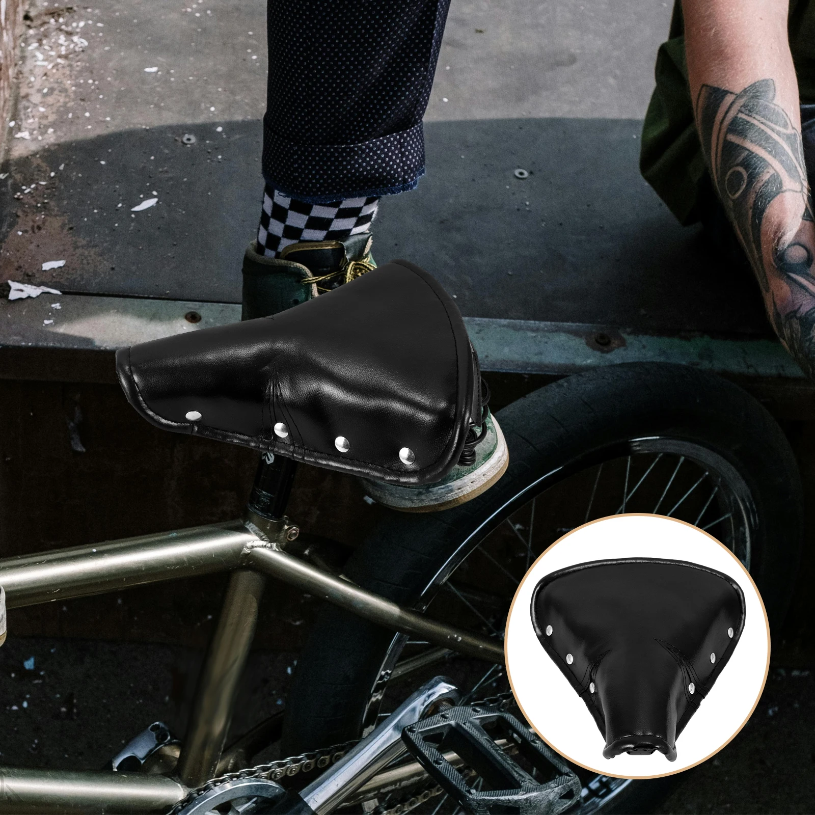 

Vintage Style Durable Pu Aluminium Alloy Bicycle Saddle Comfortable Shock Absorption Wide For Retro Bikes Thickened Stable Bike