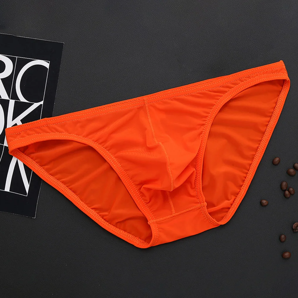 Men Sexy Low Waist Pouch Breathable Underpants Ice Silk Underwear Comfort Briefs  Ice Silk Breathable Low-waist Underwear