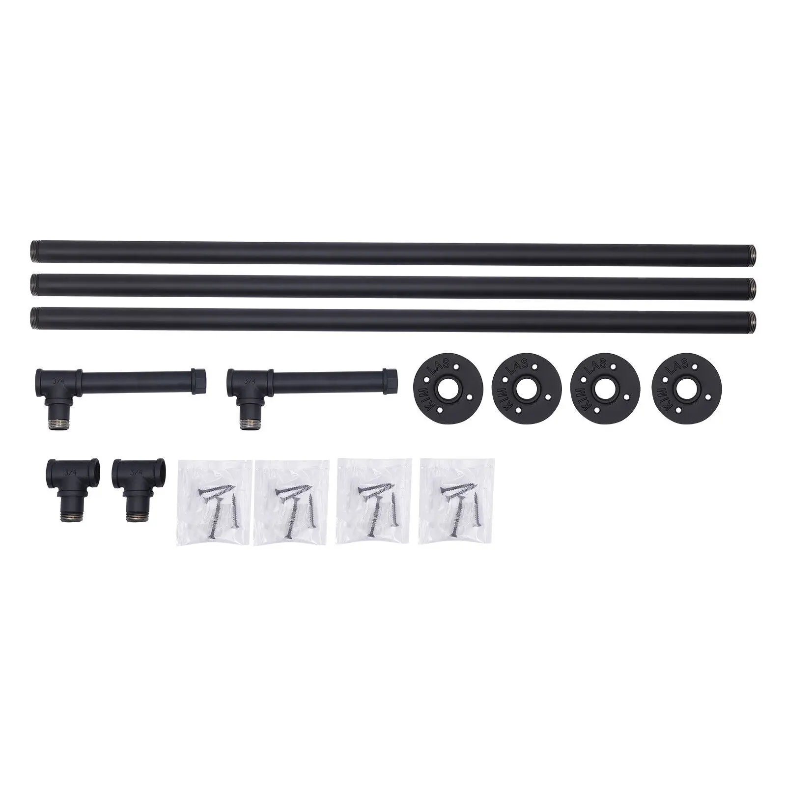 10 FT Staircase Handrail Black with 4 Wall Support Industrial Iron Handrail