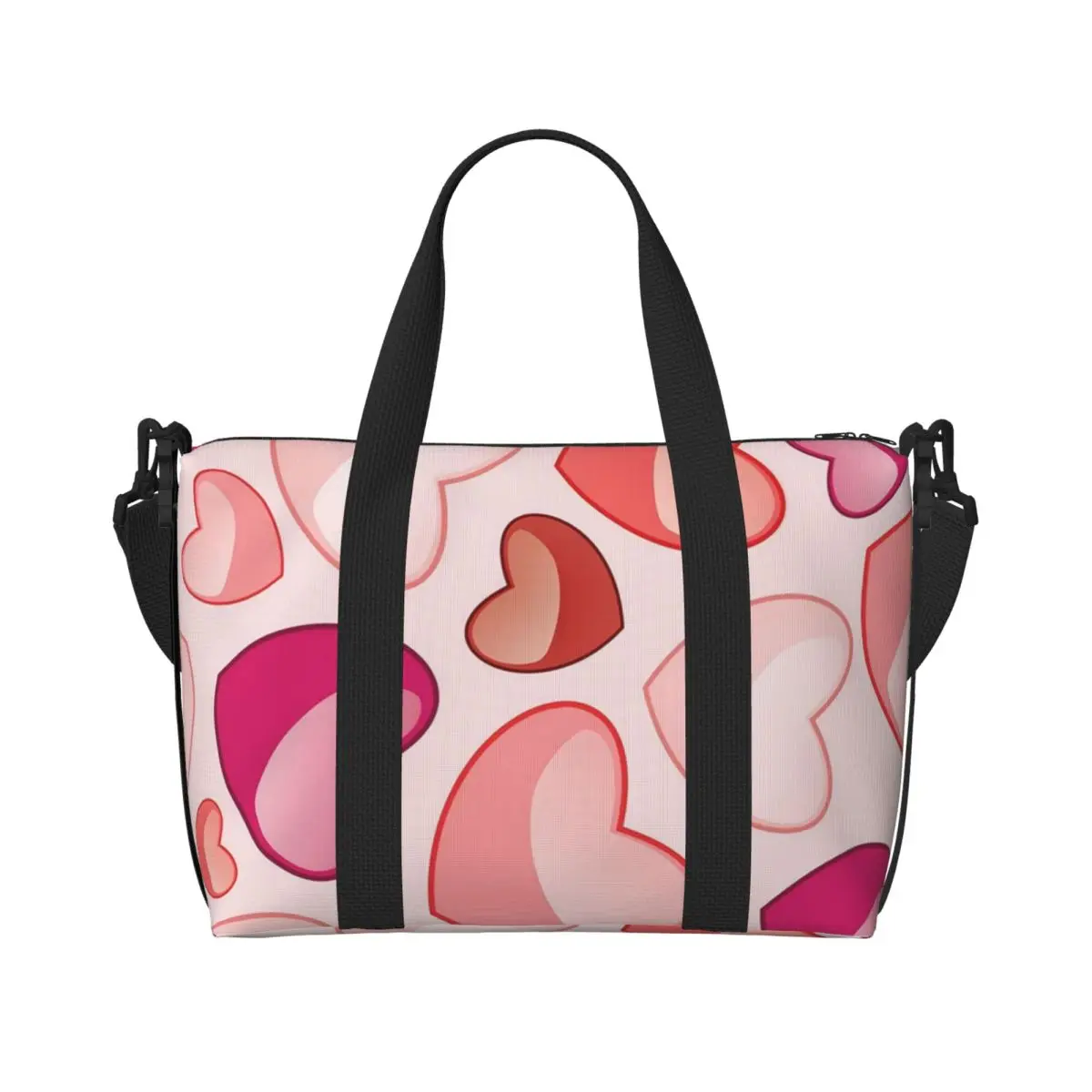 حقيبة سفر محمولة على شكل قلب وردي، حقيبة رياضية ذات سعة كبيرة، حقيبة حمل خفيفة الوزن على الأمتعة حقيبة مدرب حقيبة تخييم