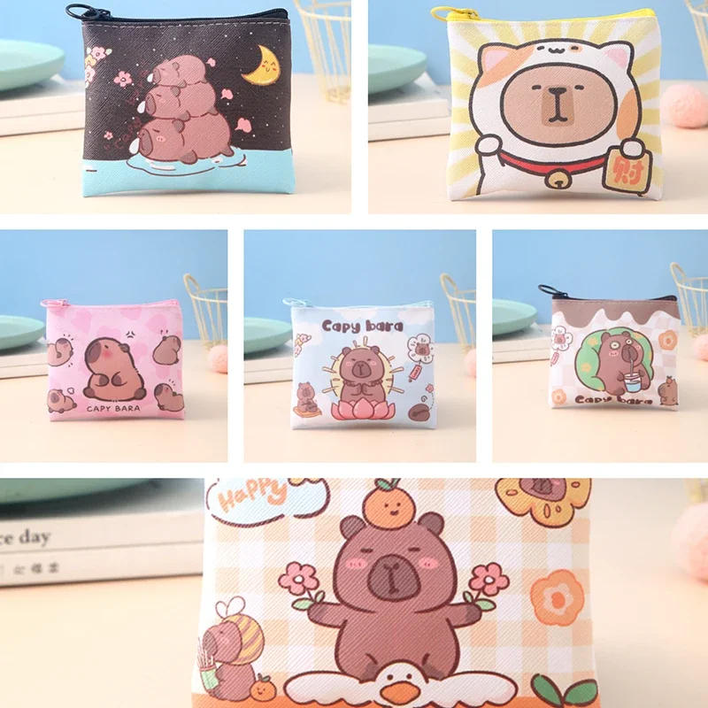 Capybara Coin Purse Mini Cute Cartoon Pencil Case Zipper Girls Coin Wallet USB Cable Bag Key Wallets birthday gift