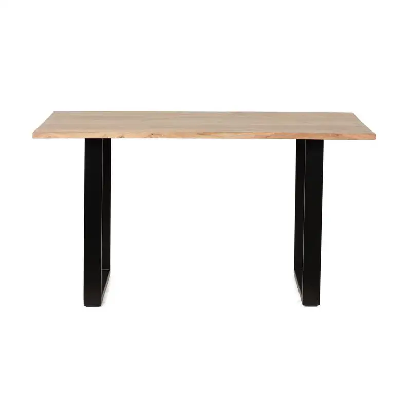 Mesa de jantar preta e natural, 31D x 55W x 30H polegadas