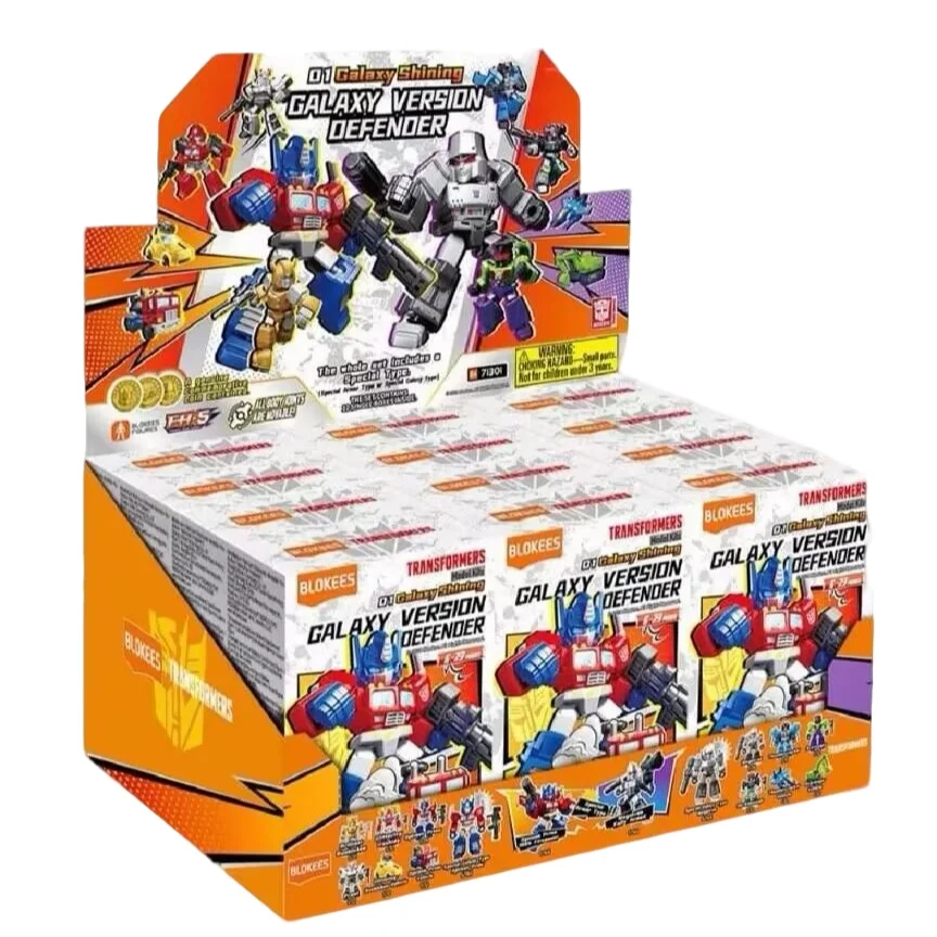 Blokees defender versão transformadores um anime figura transformador caixa cega megatron caixa mistério crianças brinquedos presente de natal