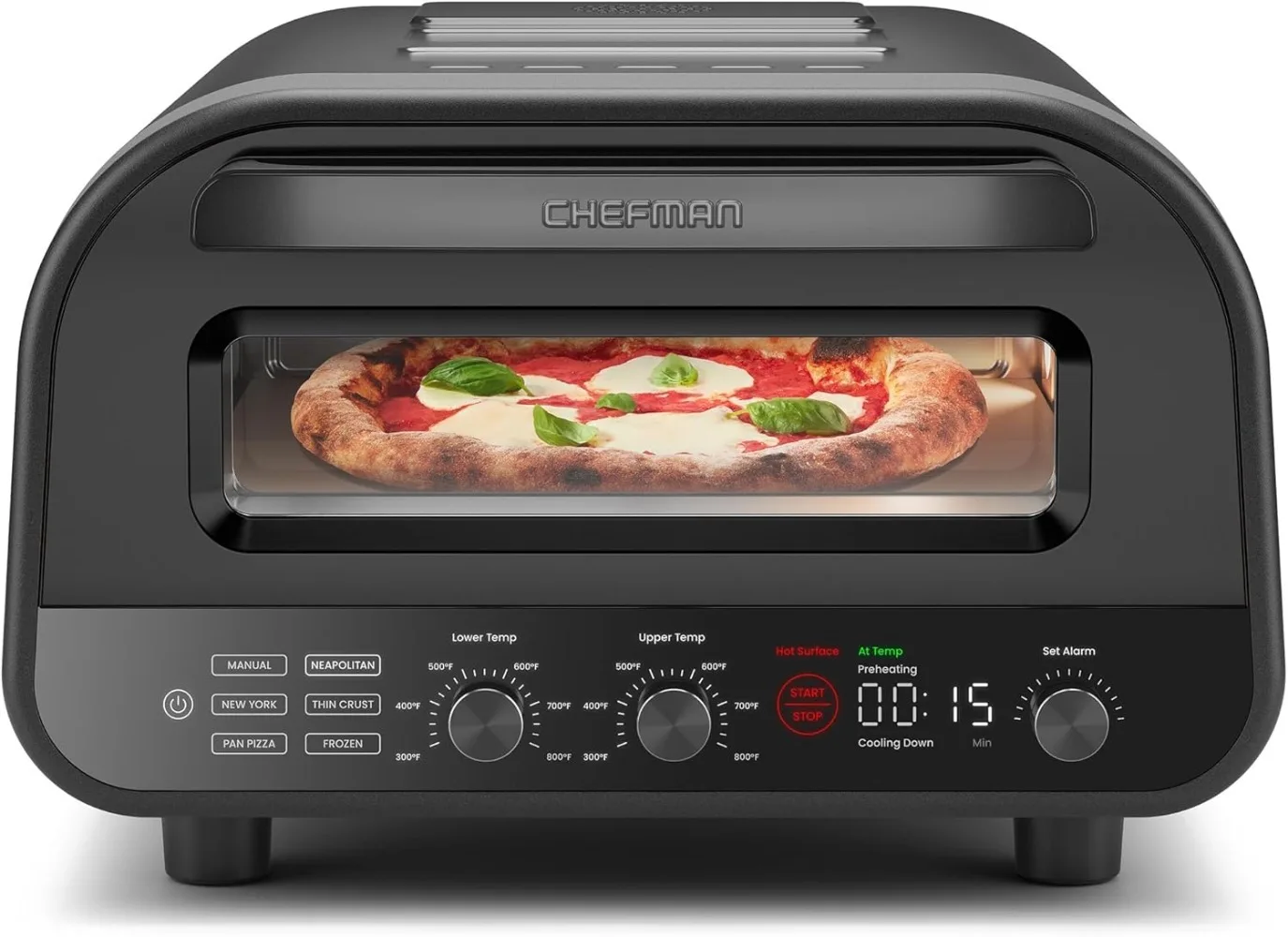 CHEFMAN Indoor Pizza Oven - 12 Inch Pizzas , Heats Up To 800°F - Countertop Electric Pizza Maker with 5 Touchscreen Presets