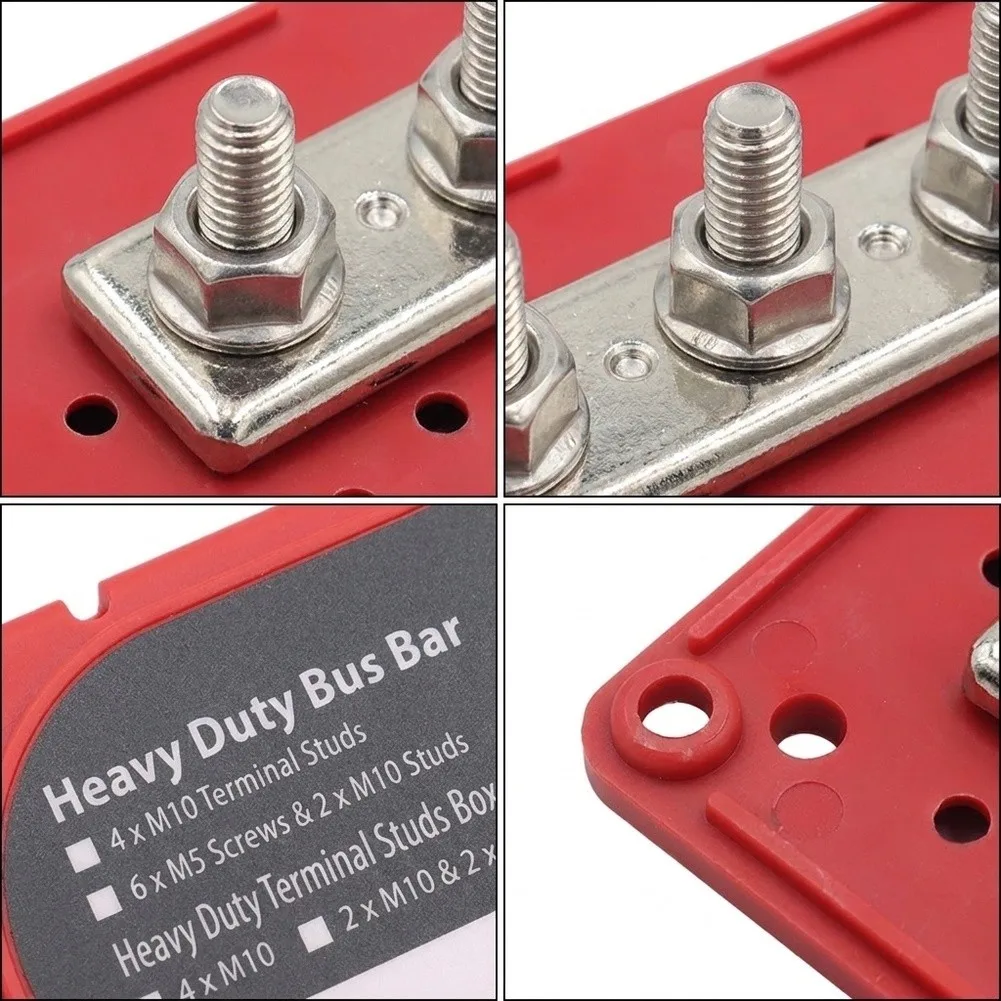 4 way busbar terminal block with for m10 M8 terminals for designed for RVs yachts cars and industrial electrical installations