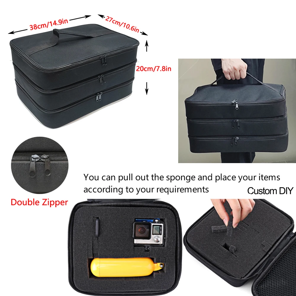 Waterproof Storage Bag Jewelry Box With Custom Sponge Diy Handmade 2/3 Layer Option Large EVA Bags Tools Case Box Boy Girl Gift