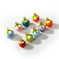 5pcs Hand-made small Strawberry Ceramic Pendant Retro Style Jewelry Fruit Beads Jewelry Part For Necklace #XN604