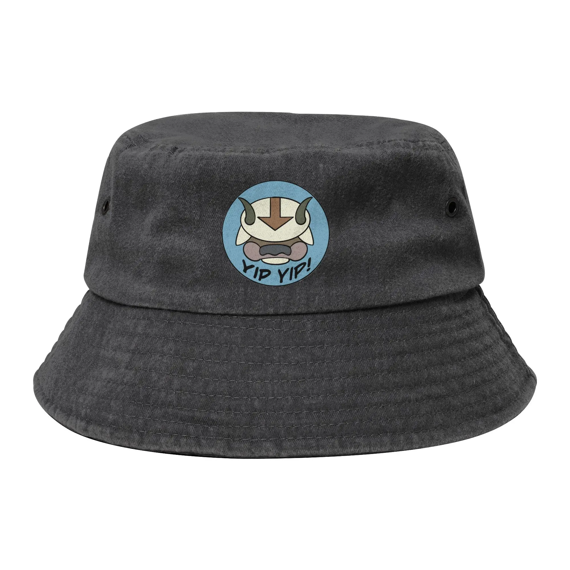 Appa YIP YIP Bucket Hats for Women Men Summer Avatar The Last Airbender Distressed Cotton Sun Hats for Camping Fisherman Hat