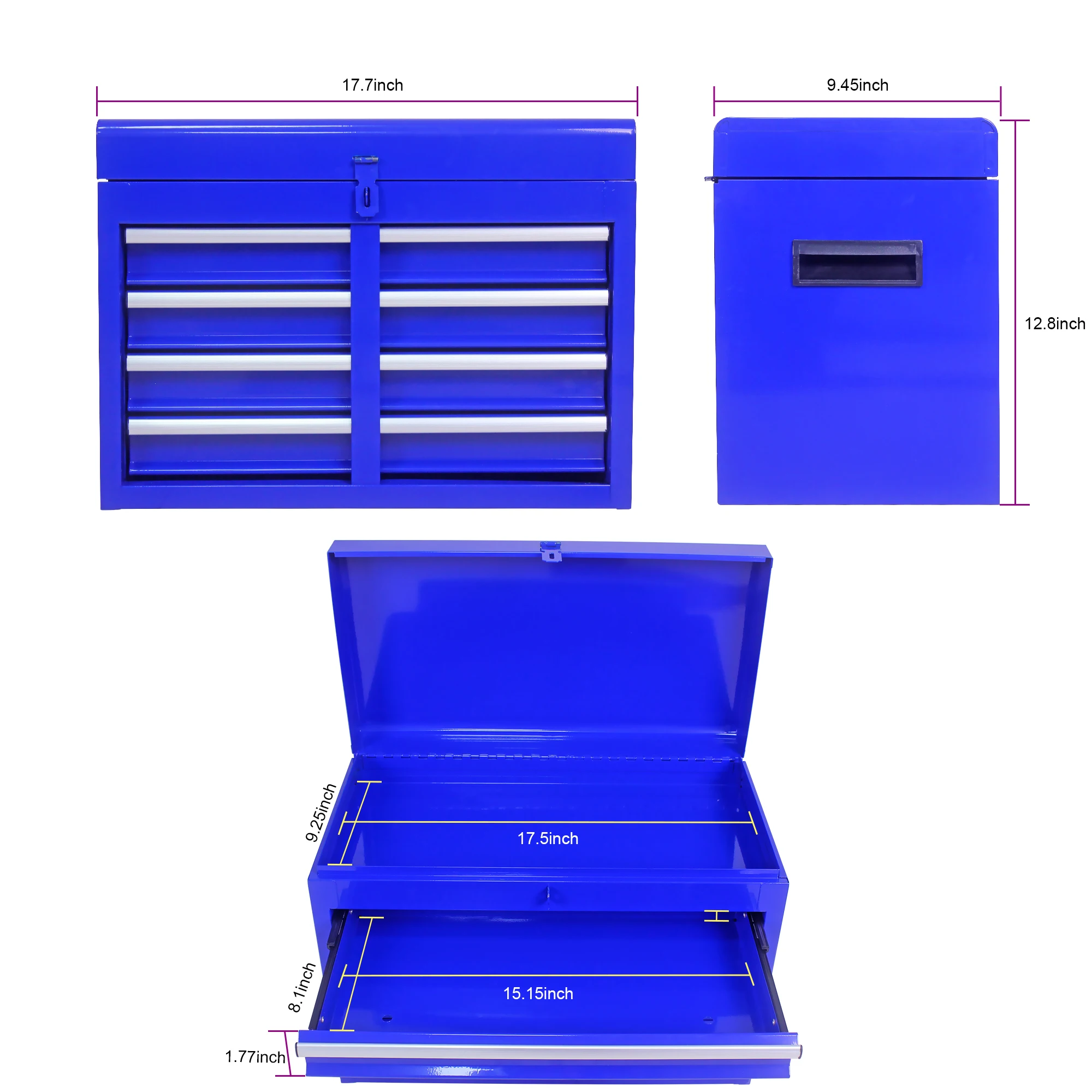 Rolling Tool Chest, 5-Drawer Tool Box Organizer w/Lockable Wheels & Sliding Drawers & Detachable Top & Adjustable Shelf, Tool St