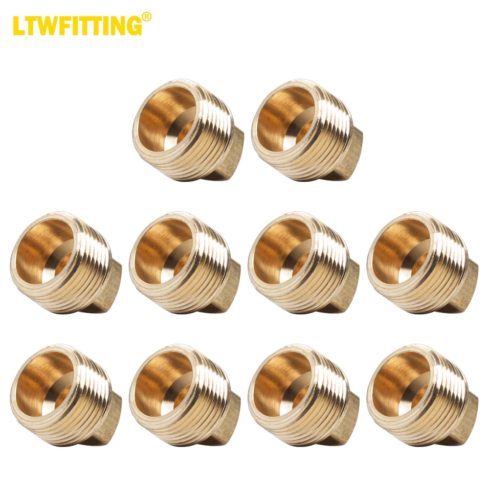 

LTWFITTING Brass Pipe Square Head Plug Fittings 3/4 Inch Male NPT Air Fuel Water Boat(Pack of 10)