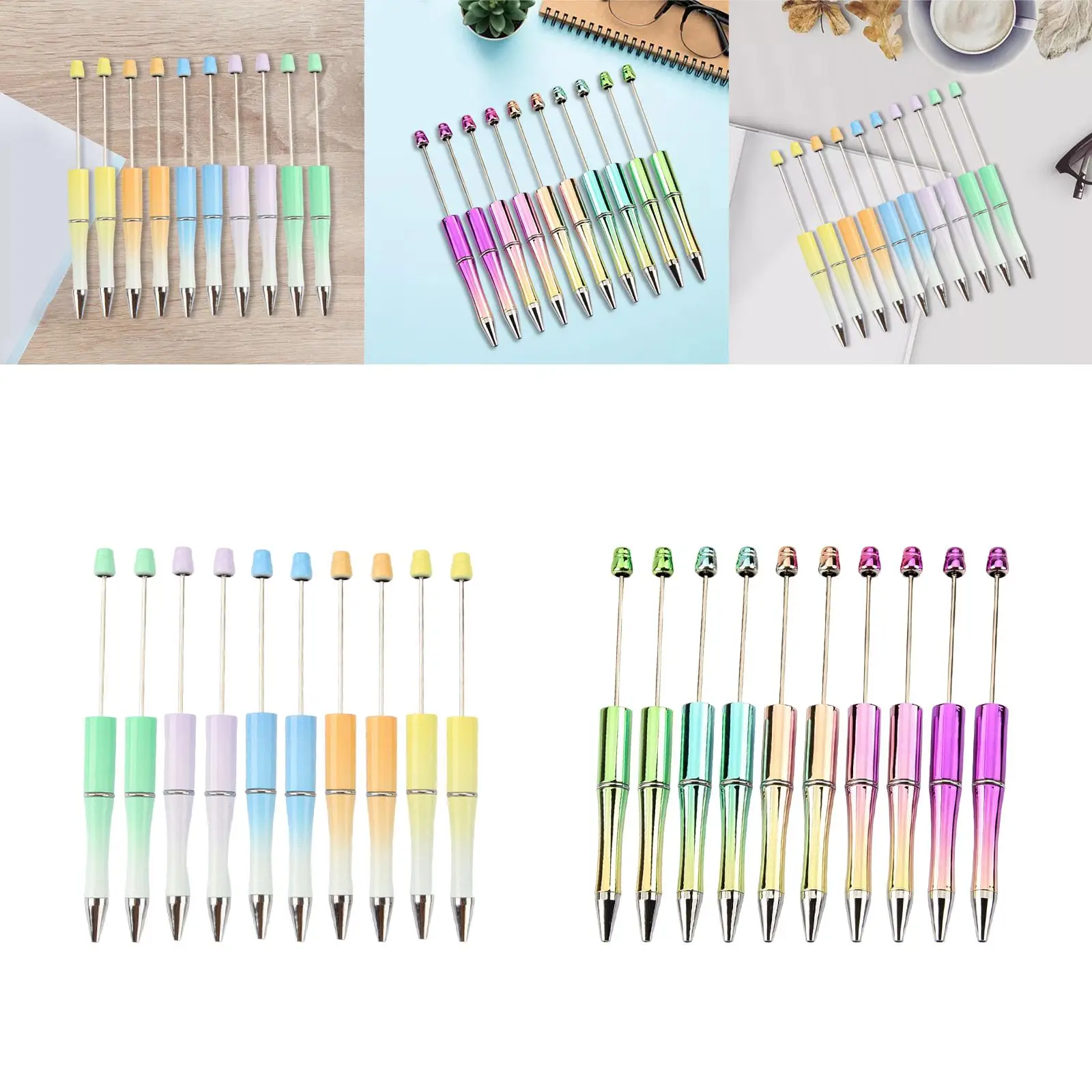 

10 Pieces Beadable Pens Ballpoint Pens Wedding Favors 1.0mm Beadable Pens DIY Set for Journaling Stationery Supplies