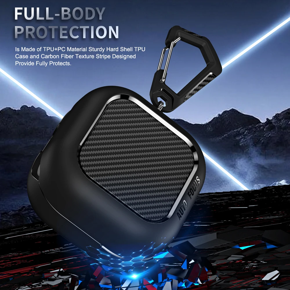 Carbon Fiber Earphone Protective Case For Samsung Galaxy Buds 4 / Buds 4 Pro Cover With Keychain Soft TPU Shockproof Case Fundas image 3