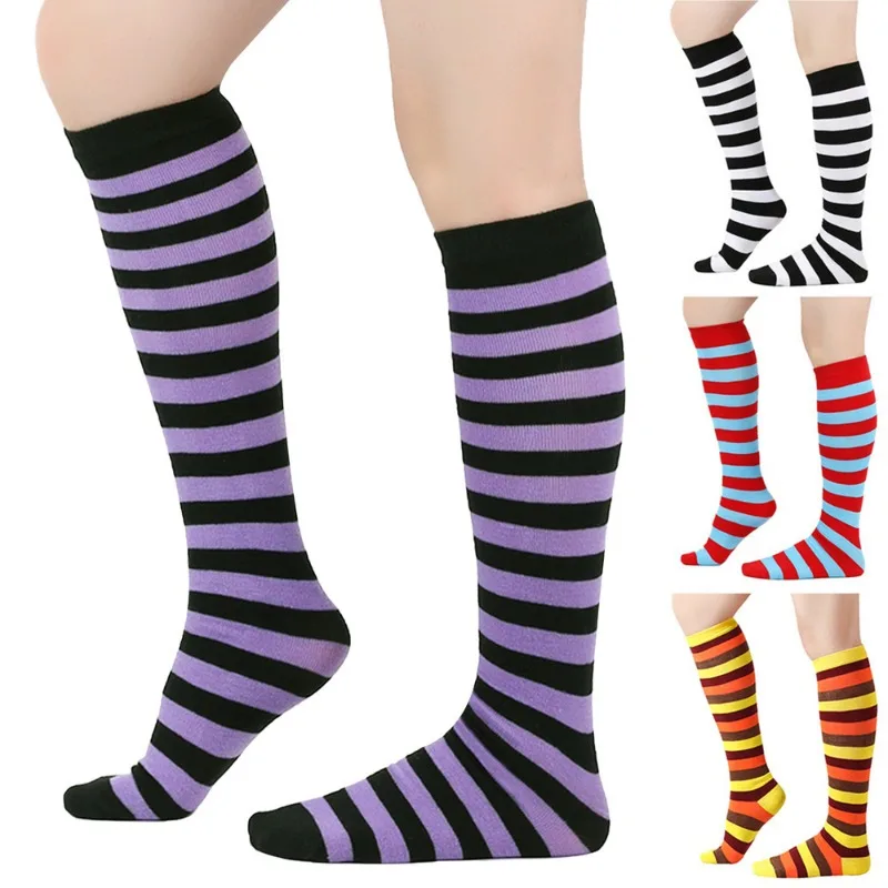 Striped Ankle Christmas Stockings, Knee-length Men's and Women's Couple Holiday Party Socks, Children's Performance Tights