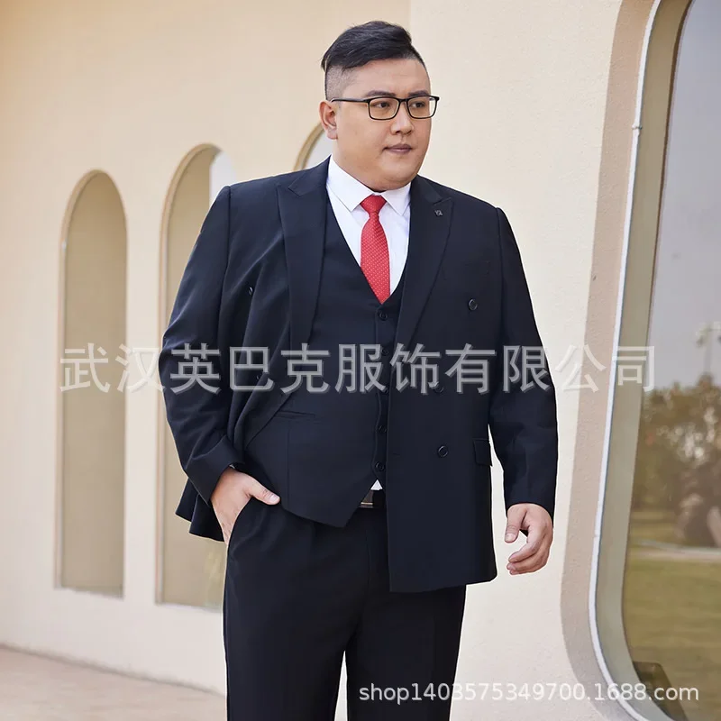 

Extra Large Double Breasted Suit for Men Business Wedding Stretch Fat Big Tall Gentleman Formal Outfit
