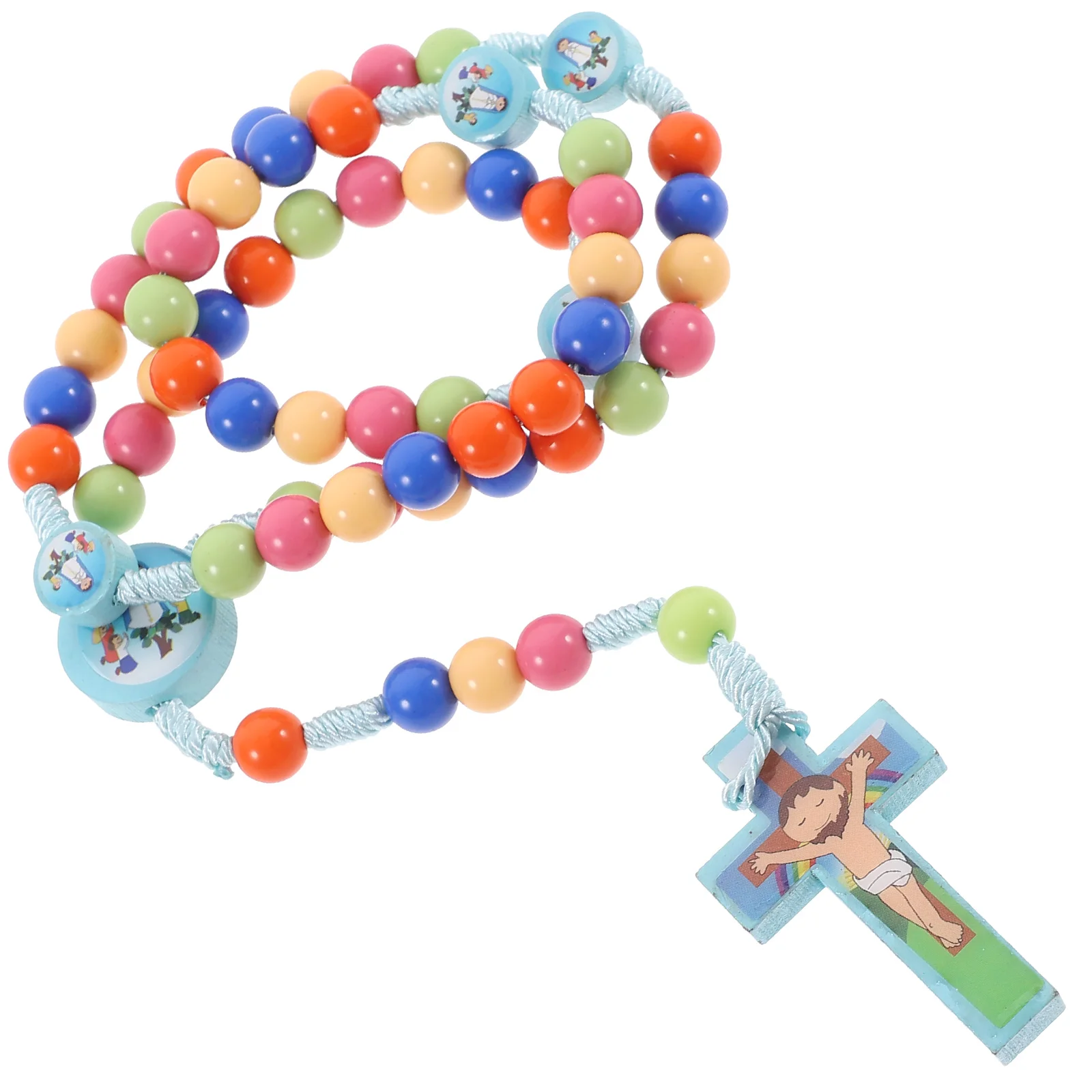 

Colored Round Bead Necklace for Boys Necklaces Women Girls Teen Trendy Spiritual Jewelry Chain Kids Cross