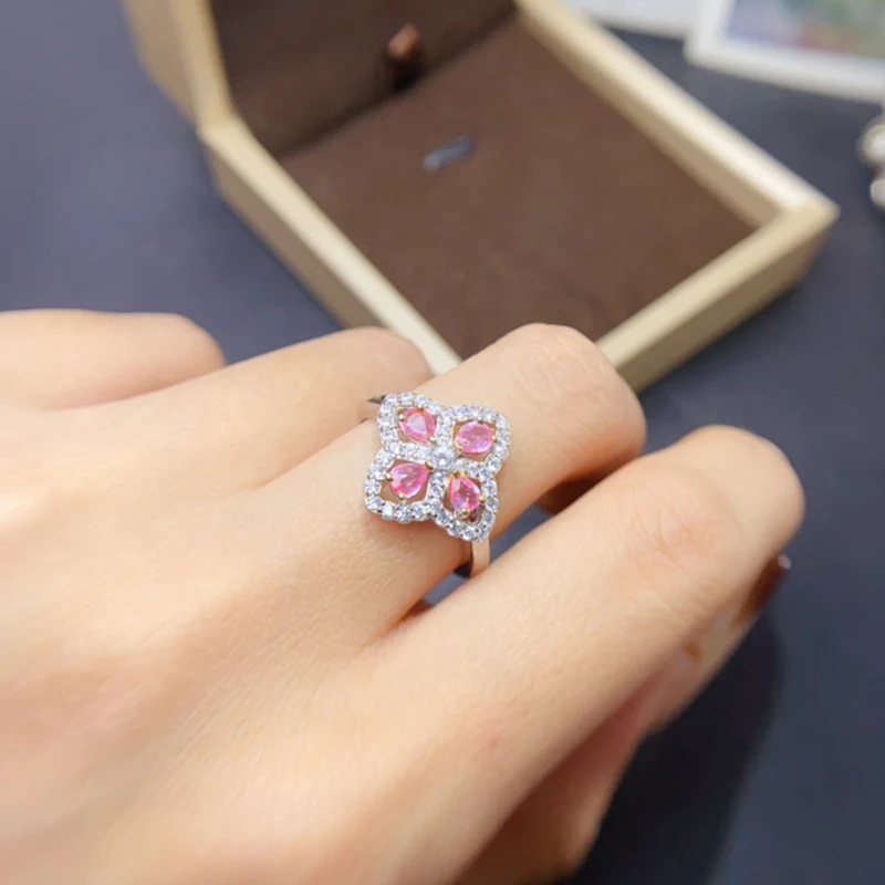 

Natural Pink Sapphire Rings for women silver 925 jewelry luxury gem stones 18k gold plated free shiping items adjustable rings