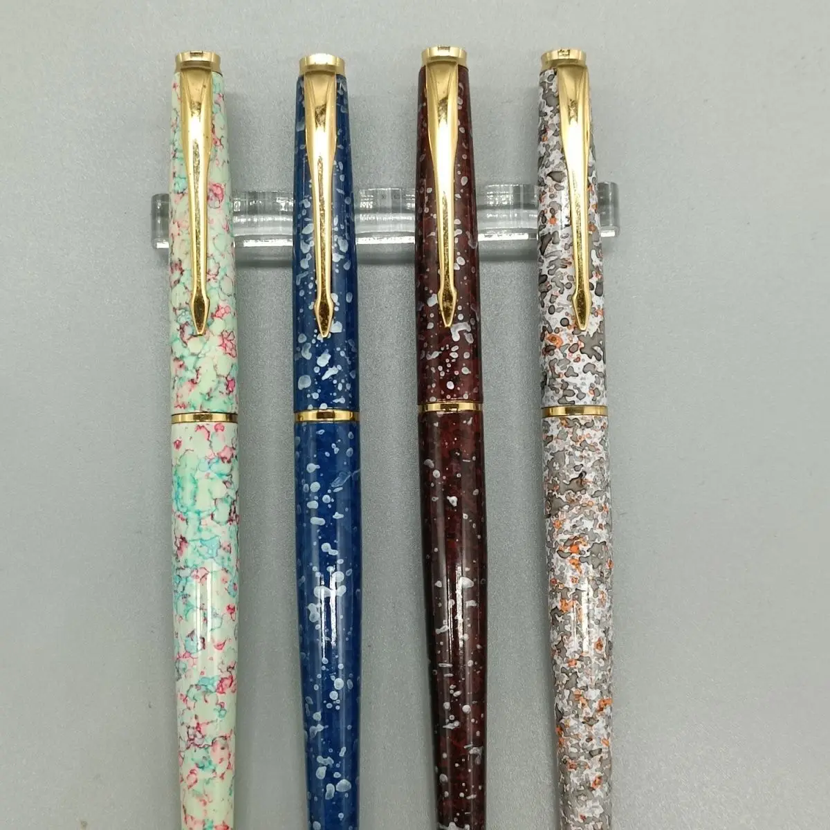 

1980s Vintage Retro Brass Fountain Pen Hand Painted Collectors Edition Antique Office School Writing Classic Stationery Supply