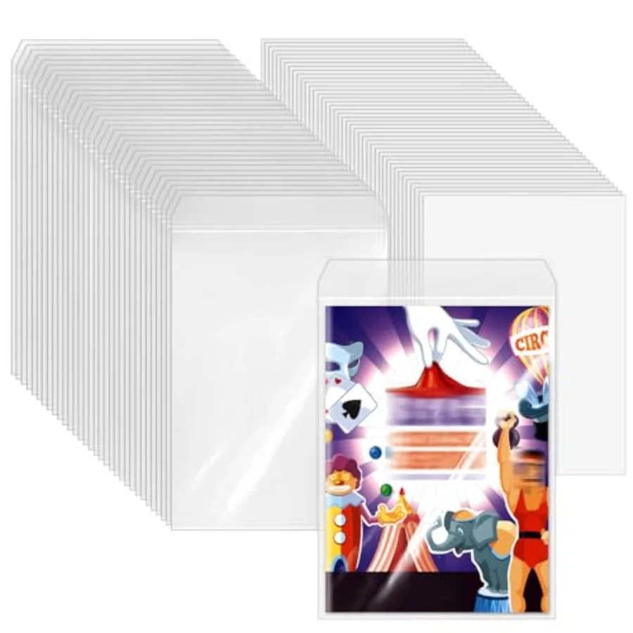 50セット 現在のサイズ コミックブックバッグとボード 再利用可能な透明コミックブックスリーブ 両面白い厚紙付き レギュラー